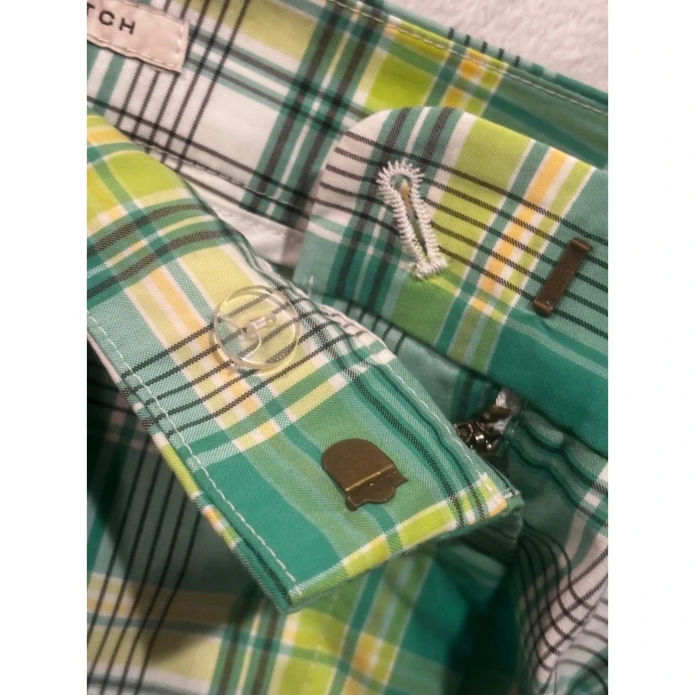 Jones New York Shorts Women's 10 Bermuda‎ Green Plaid Summer Bright Casual